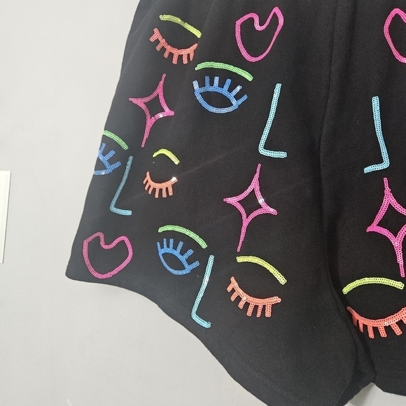 Queen of Sparkles Sequin Rainbow Faces Shorts - Picture 8 of 8